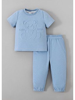 Hopscotch - Teddy Puff Textured T-Shirt And Joggers