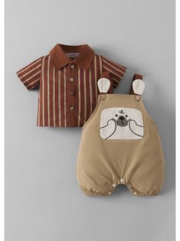 Hopscotch - Striped Shirt And Dungaree