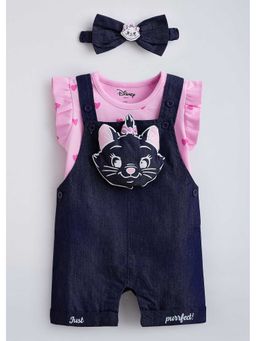 Hopscotch - Marie Applique Ruffled Top And Dungaree With Headband