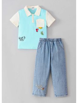 Hopscotch - Colour Block Polo T-Shirt And Jeans