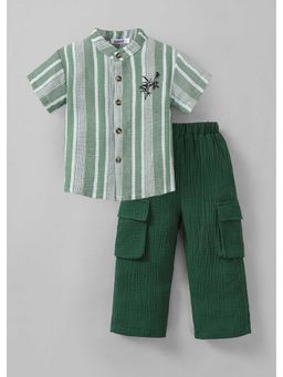 Hopscotch - Striped Palm Tree Shirt And Pant