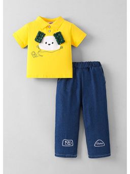 Hopscotch - 3D Applique Polo T-Shirt And Jeans