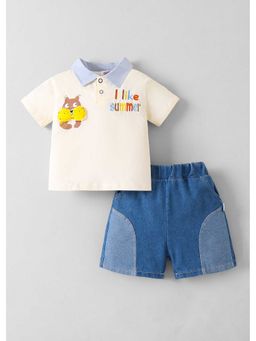 Hopscotch - 3D Animal Applique Polo T-Shirt And Shorts