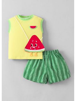Hopscotch - Watermelon Applique T-Shirt And Shorts With Bag