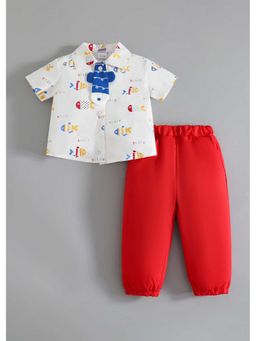 Hopscotch - Marine Tie Applique Shirt Joggers With Tie