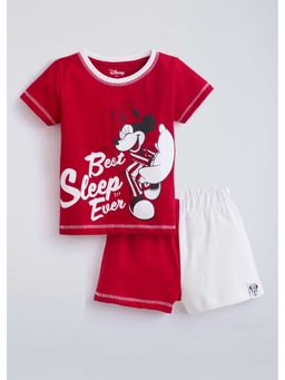 Hopscotch - Mickey Mouse Colorblock Cotton T-Shirt And Shorts