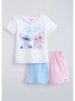 Hopscotch - Stitch And Angel Cotton T-Shirt And Shorts