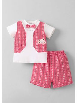 Hopscotch - Teddy Embroidered T-Shirt And Shorts