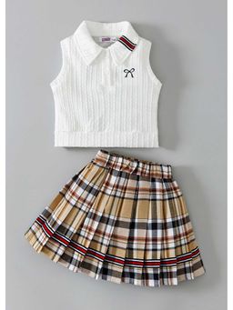 Hopscotch - Textured Polo T-Shirt And Skirt
