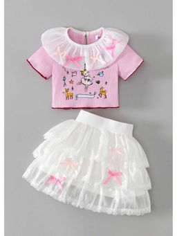 Hopscotch - Bow Applique Top And Skirt