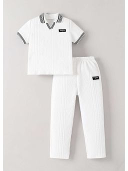 Hopscotch - Ribbed Textured Collared Polo T-Shirt And Pant