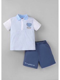 Hopscotch - Textured Polo T-Shirt And Shorts