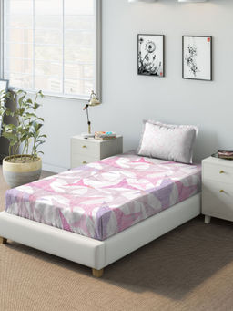 Ddecor Live Beautiful - DDECOR - Starry 100% Cotton Single Bedsheet with 1 Pillow Covers, Purple