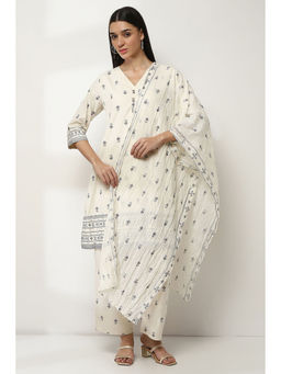 Rangriti - Women Off White Cotton Dupatta