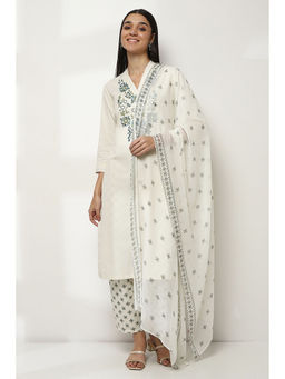 Rangriti - Women White Polyester Dupatta