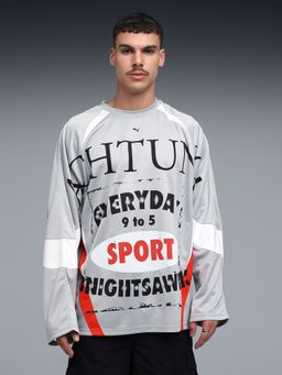 Puma - Oversized Long Sleeves Printed Jersey T-Shirt