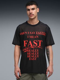 Puma - Black Printed Mesh T-Shirt