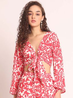 AOBA - Women Red Floral Print Crop Top