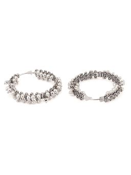 Voylla - Fashion Trendy Hoops Silver Plated Brass Earrings with Beads