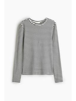 H&M - Women White Ribbed Cotton Top