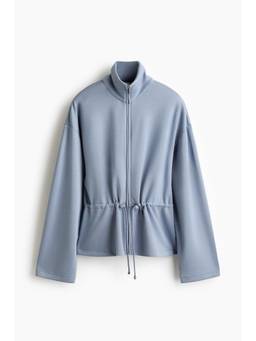 H&M - Women Blue Drawstring-Detail Zip-Through Sweatshirt