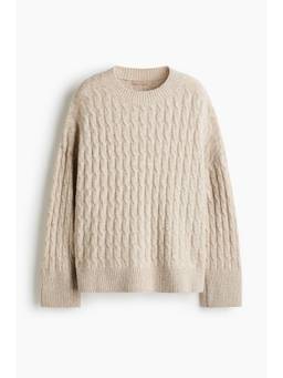 H&M - Women Beige Loose-Fit Cable-Knit Jumper