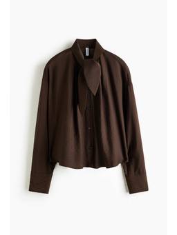 H&M - Women Brown Scarf-Collar Shirt