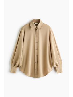 H&M - Women Beige Oversized Full-Sleeved Shirt