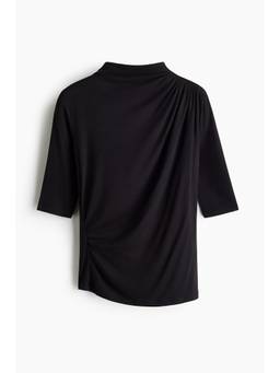 H&M - Women Black Draped Turtleneck Top