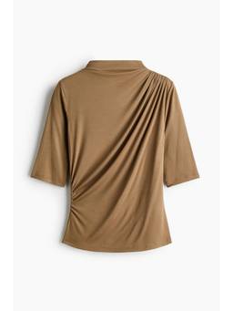 H&M - Women Beige Draped Turtleneck Top