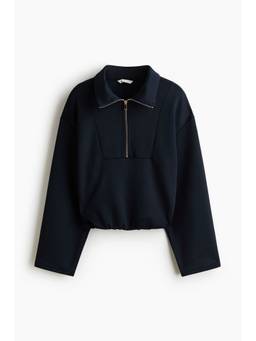 H&M - Women Navy Blue Zip-Top Scuba Sweatshirt