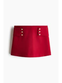 H&M - Women Red Button-Detail Skort