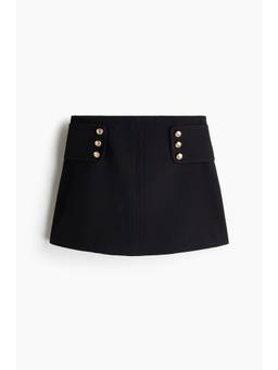 H&M - Women Black Button-Detail Skort