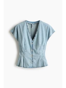 H&M - Women Blue Denim Peplum Top