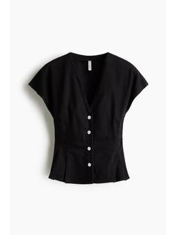H&M - Women Black Denim Peplum Top