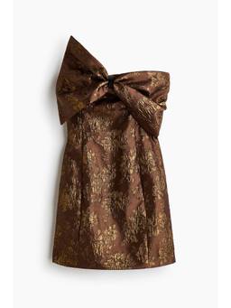 H&M - Women Brown Brocade Bandeau Dress