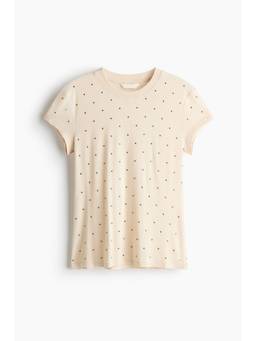 H&M - Women Beige Embellished T-Shirt
