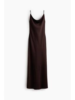 H&M - Women Brown Cowl-Neck Satin Dress