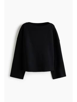 H&M - Women Black Boat-Neck Sweatshirt