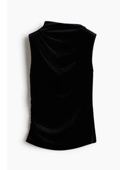 H&M - Women Black Draped Velour Top