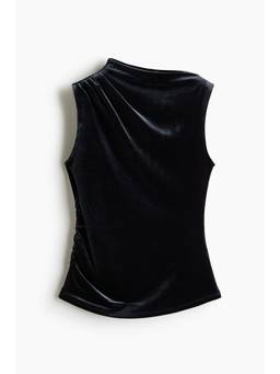 H&M - Women Blue Draped Velour Top