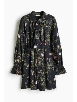 H&M - Women Black Flounced Tie-Belt Dress