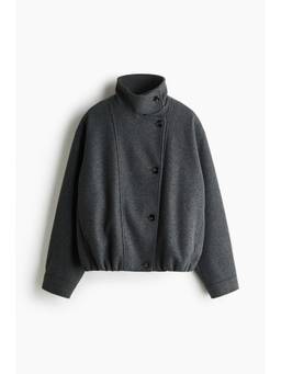 H&M - Women Grey Oversized Funnel-Collar Jacket