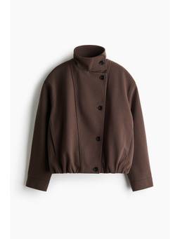 H&M - Women Brown Oversized Funnel-Collar Jacket
