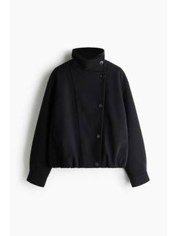 H&M - Women Black Oversized Funnel-Collar Jacket