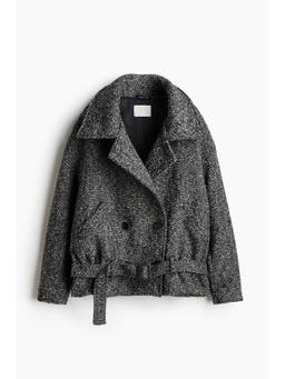 H&M - Women Black Double-Breasted Wool-Blend Jacket