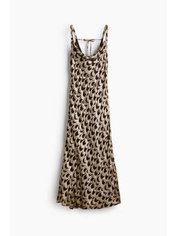 H&M - Women Gold Jacquard-Weave Cowl-Neck Dress