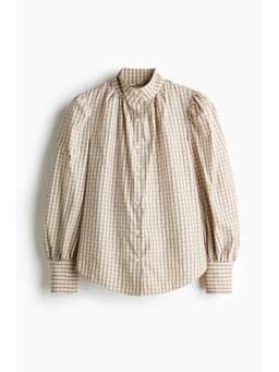 H&M - Women Beige Puff-Sleeved Viscose-Blend Blouse
