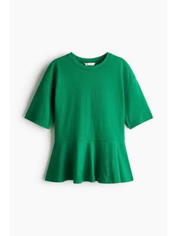 H&M - Women Green Cotton Peplum Top