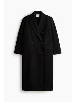 H&M - Women Black Oversized Double-Breasted Coat